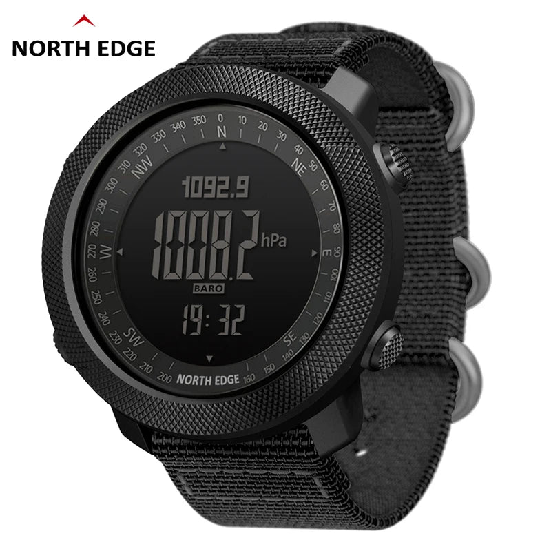 NORTH EDGE Relógio digital esportivo masculino Horas Corrida Natação Militar Relógios do exército Altímetro Barômetro Bússola à prova d'água 50m