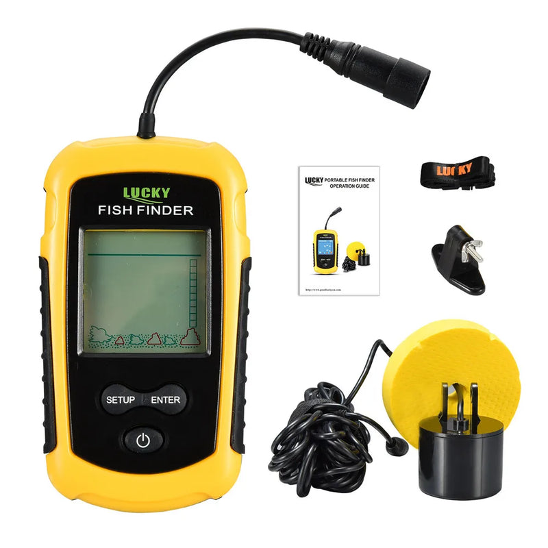 Alarme 100m portátil sonar localizadores de peixes 45 graus cobertura sonar eco sounder alarme transdutor lago mar pesca