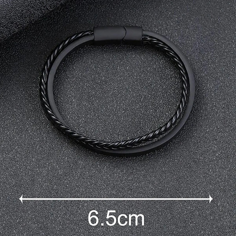 Pulseira magnética de couro PU multiestilo com duas camadas para homens, negócios maduros, dê aos homens o melhor presente para homens