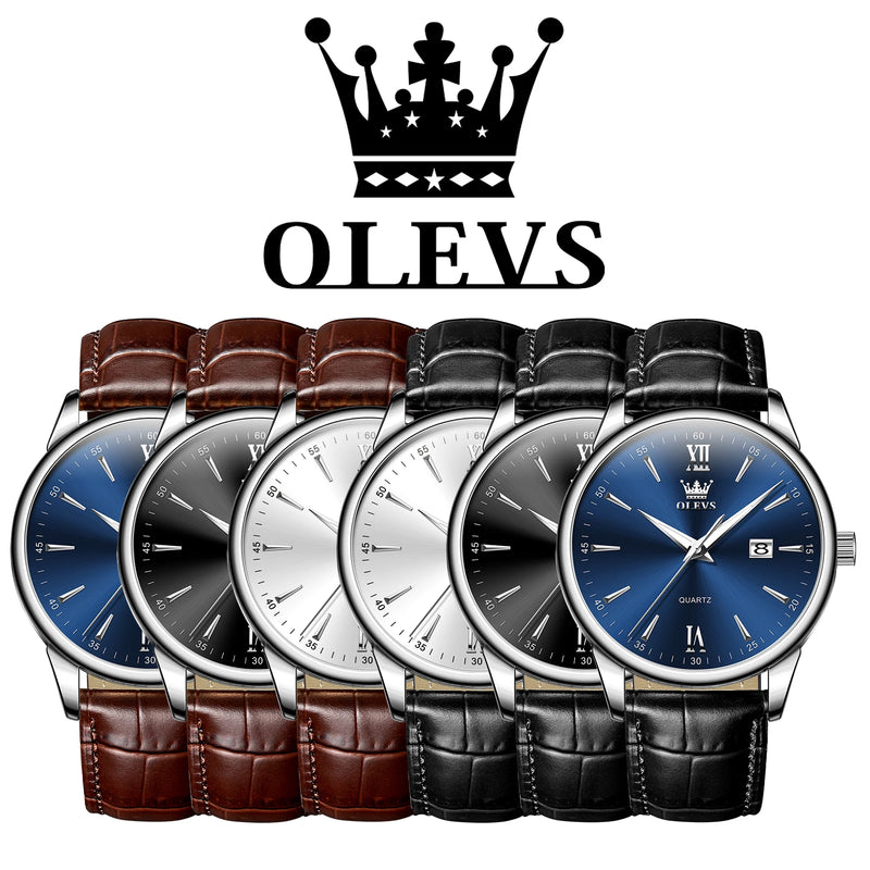 Relógio de pulso quartzo casual impermeável masculino, pulseira de couro, relógio clássico masculino