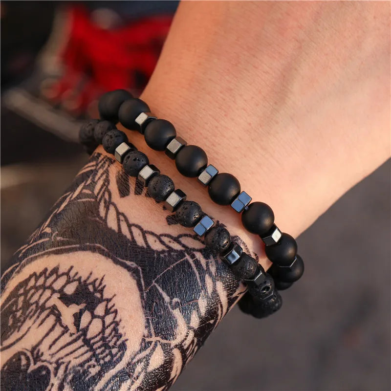 Pulseira magnética de couro PU multiestilo com duas camadas para homens, negócios maduros, dê aos homens o melhor presente para homens