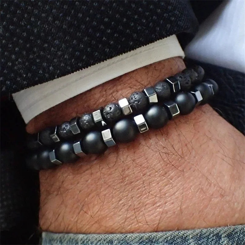 Pulseira magnética de couro PU multiestilo com duas camadas para homens, negócios maduros, dê aos homens o melhor presente para homens